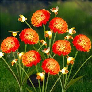 Solar Garden Lights Outdoor, 4 Pack Solar Flowers Lights with Bee, Waterproof